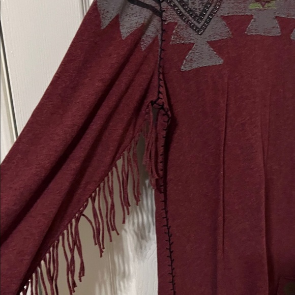 Double D Ranch Maroon Tribal Long Sleeve Top - Picture 2 of 4